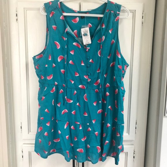 NWT Torrid Tiered Watermelon Tank Top Babydoll Size 1 Plus Size - Picture 4 of 10
